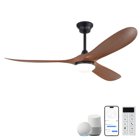 Smart Ceiling Fan With Lights, 3 Blades, Reversible Quiet DC Motor For Indoor HouseOfZazla