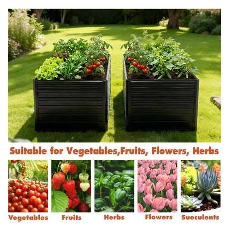 2 Pack Metal Raised Garden Bed Kit Outdoor - 8x4x2 FT Galvanized Planter Boxes Set HouseOfZazla