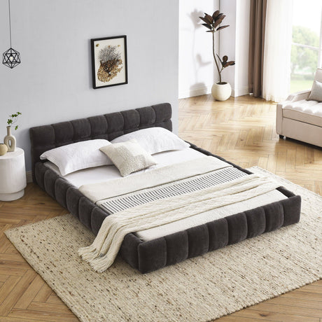 Modern Platform Bed Frame With Thick Fabric HouseOfZazla