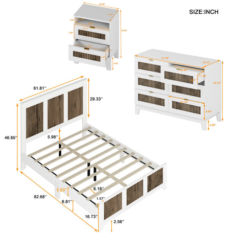 4-Pieces Bedroom Sets, Queen Size Farmhouse Platform Bed with Storage HouseOfZazla