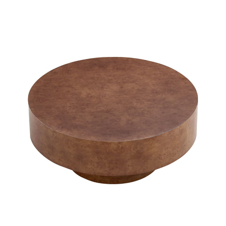 31.49'' Faux Burl Wood Pattern Round Coffee Table with Sturdy Pedestal HouseOfZazla