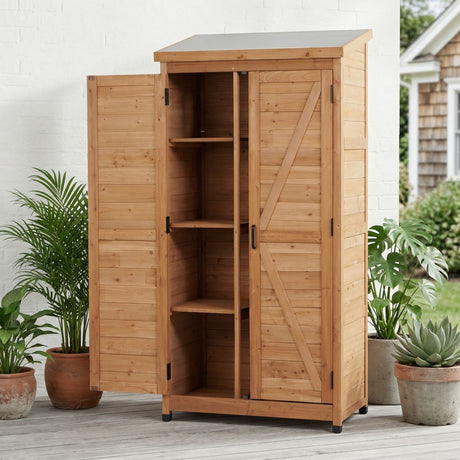 Outdoor Storage Shed With Vertical Tool Cabinet For Backyard HouseOfZazla