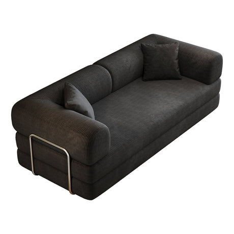 78.8' Compression Sofa,Convertible Floor Sofa Bed-with Pillow Back Support Armrest,Comfy Futon Couch Sleeper Bed,Loveseats Boneless Modular Sectional Sofa,Corduroy fabric,for Living Room,Bedroom,Black HouseOfZazla