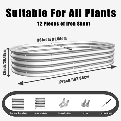 Heavy Duty Galvanized Raised Garden Bed Kit For Vegetables, Flowers & Herbs HouseOfZazla