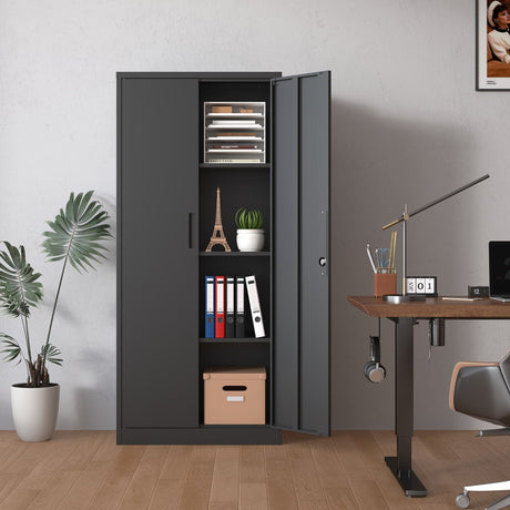 Heavy Metal Garage Storage Cabinet With Locking Doors, Steel, Adjustable Shelves HouseOfZazla