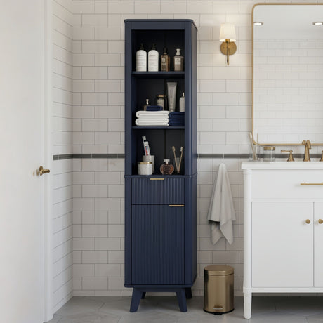 Tall Bathroom Storage Cabinet With Adjustable Shelves And 1 Drawer & Door HouseOfZazla