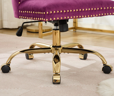 Office Chair Modern Velvet Upholstered Tufted Button (Purple) HouseOfZazla