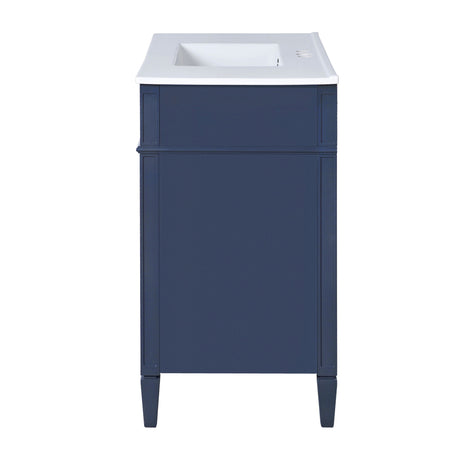 Bathroom Vanity With Top Sink, Modern Bathroom Storage Cabinet, 2 Drawers And A Tip-Out Drawer, Single Sink Bathroom Vanity - Blue HouseOfZazla