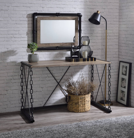 Jodie Console Table Rustic Oak / Antique Black HouseOfZazla