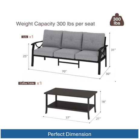 Patio Furniture Set with Coffee Table and Cushions for Backyard HouseOfZazla