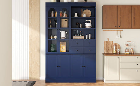 TOPMAX Freestanding Buffet With Hutch - Tall Kitchen Pantry Cabinet HouseOfZazla