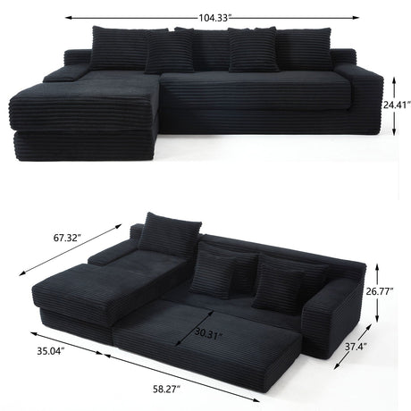 Modern L - Shaped Sectional Couch With Memory Foam HouseOfZazla
