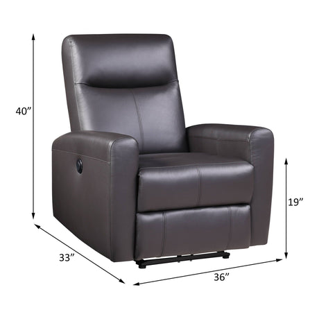 Blane Top Grain Leather Match Power Motion Recliner - Brown HouseOfZazla