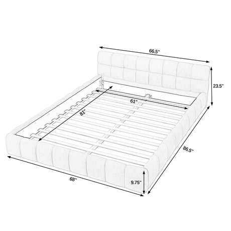 Modern Platform Bed Frame With Thick Fabric HouseOfZazla