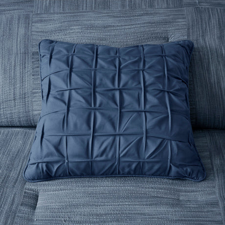 7 Piece Printed Seersucker Comforter Set Navy King HouseOfZazla