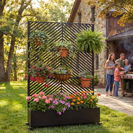 Metal Raised Garden Bed with Wheels and Trellis HouseOfZazla