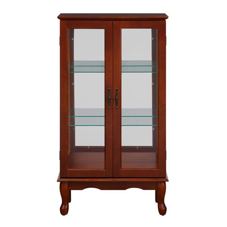 Curio Cabinet Lighted Curio Diapaly Cabinet With Adjustable Shelves And Mirrored Back Panel, Tempered Glass Doors (3 Tier), (E26 Light Bulb Not Included) HouseOfZazla