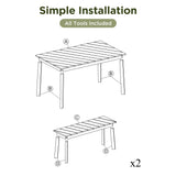 Go 3-Piece Acacia Wood Table Bench Dining Set