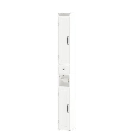 Slim Tall Bathroom Storage Cabinet With Adjustable Shelves, 2 Doors Freestanding Cabinet - White HouseOfZazla