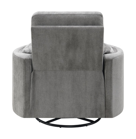 Sagen Charcoal Chenille Glider Recliner with Swivel HouseOfZazla