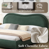 King Size Upholstered Platform Bed Frame with Rounded Corners