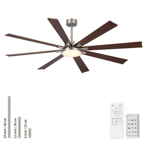 Large Ceiling Fan With Dimmable LED Light 8 Blades Remote Control, Reversible DC Motor HouseOfZazla