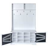 Entryway Bench With Coat Rack, 3 In 1 Design And Adjustable Shelves