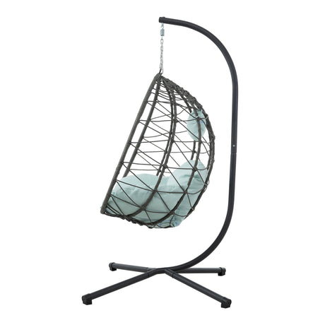 Egg Chair with Stand Indoor Outdoor Swing Chair Patio Wicker Hanging Egg Chair HouseOfZazla