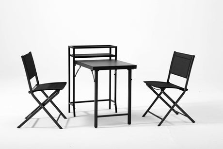 3 Piece Patio Bistro Set, Patio Set Of Foldable Patio Table And Chairs, Outdoor Patio Furniture Sets - Black HouseOfZazla