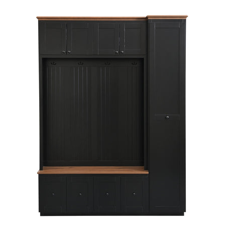 Entryway Hall Tree With Storage Bench, Coat Rack Shoe Bench With Cabinets HouseOfZazla