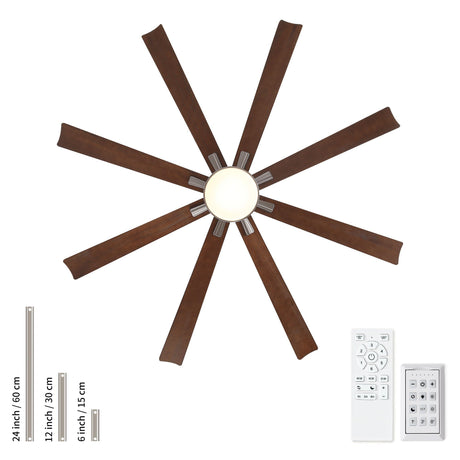 Large Ceiling Fan With Dimmable LED Light 8 Blades Remote Control, Reversible DC Motor HouseOfZazla