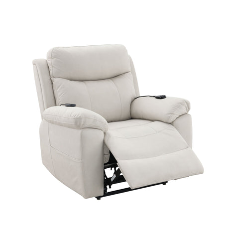 Chriki Beige Fabric Power Recliner with Lift, Heating, and Massage HouseOfZazla