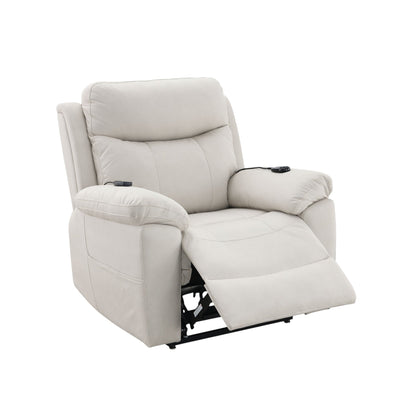 Chriki Beige Fabric Power Recliner with Lift, Heating, and Massage