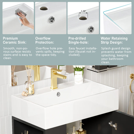 Bathroom Vanity, Combo Cabinet, Bathroom Storage Cabinet, Single Ceramic Sink HouseOfZazla