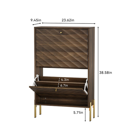 Shoe Cabinet, Freestanding Organizer For Entryway - Walnut HouseOfZazla