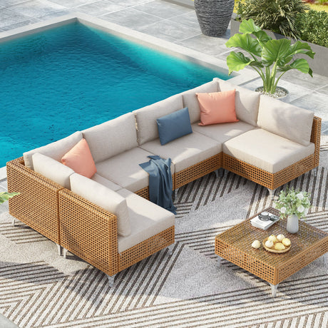 K&K 7-Piece Wicker Patio Furniture Set HouseOfZazla