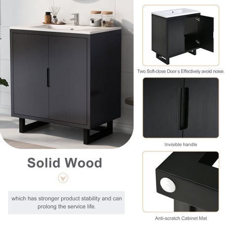 Bathroom Vanity Set With Sink, Combo Cabinet, Bathroom Storage Cabinet, Solid Wood Frame HouseOfZazla