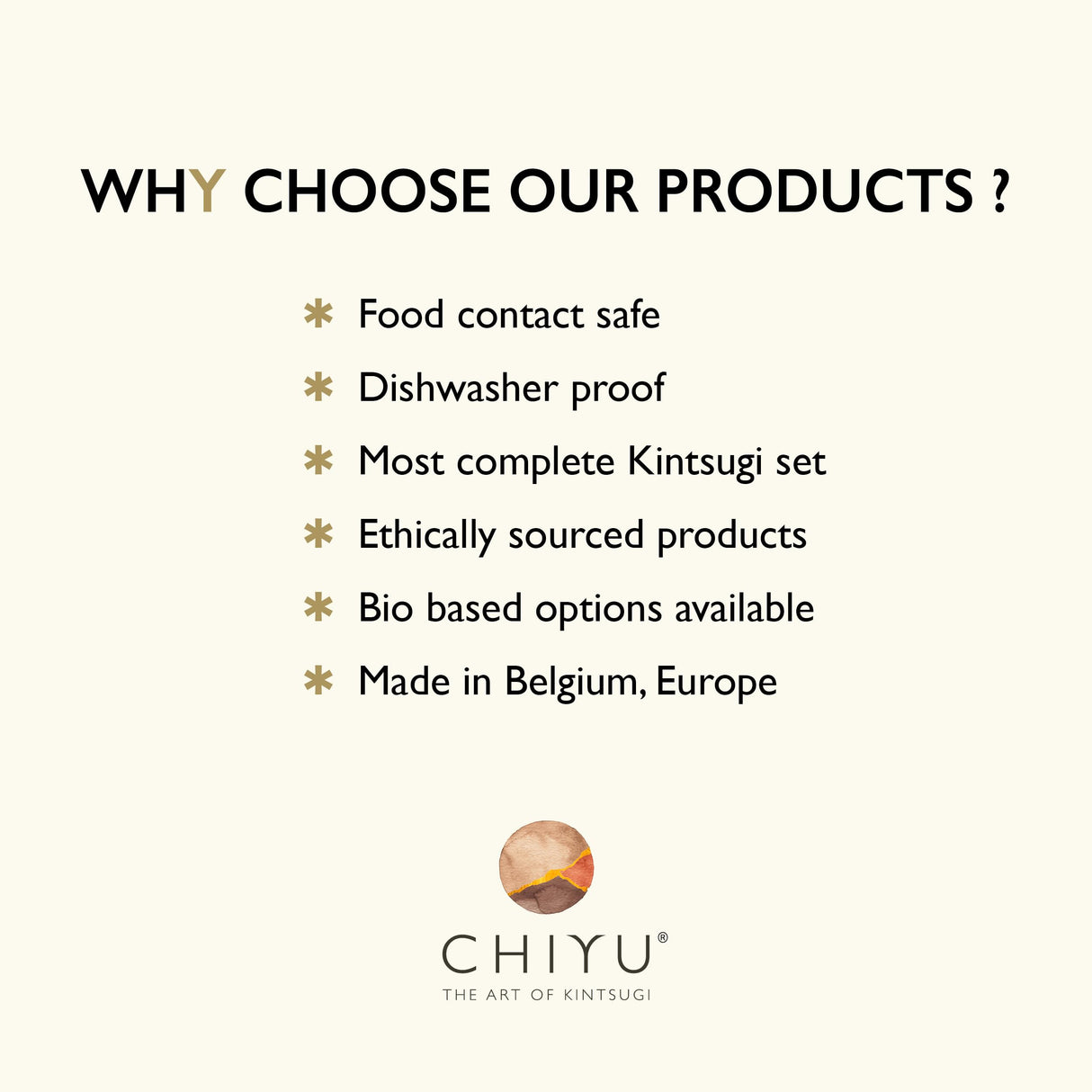 CHIYU Kintsugi Repair kit: Modern Repair Kit - Gold - Gold Glue - Food Safe - Dishwasher Safe - The Most Complete and Durable Kintsugi kit CHIYU