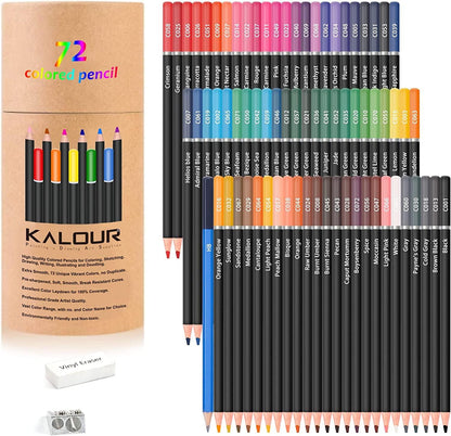 Colored Pencils for Adult Coloring Book,Set of 72 Colors,Artists Soft Core with Vibrant Color - WoodArtSupply