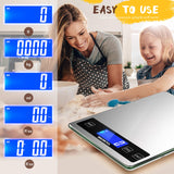 ''Cooking Master' 22lb Digital Kitchen Scale,Food Scale Measures in Grams and Ounces for Weight Cooking Baking,1g/0.1oz Precise Graduation,Stainless Steel and Tempered Glass BACK KTCL