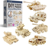 Craft Your Own 3D Military Vehicles Wooden Puzzle Set – 6 Fun DIY Brain Teasers WoodArtSupply