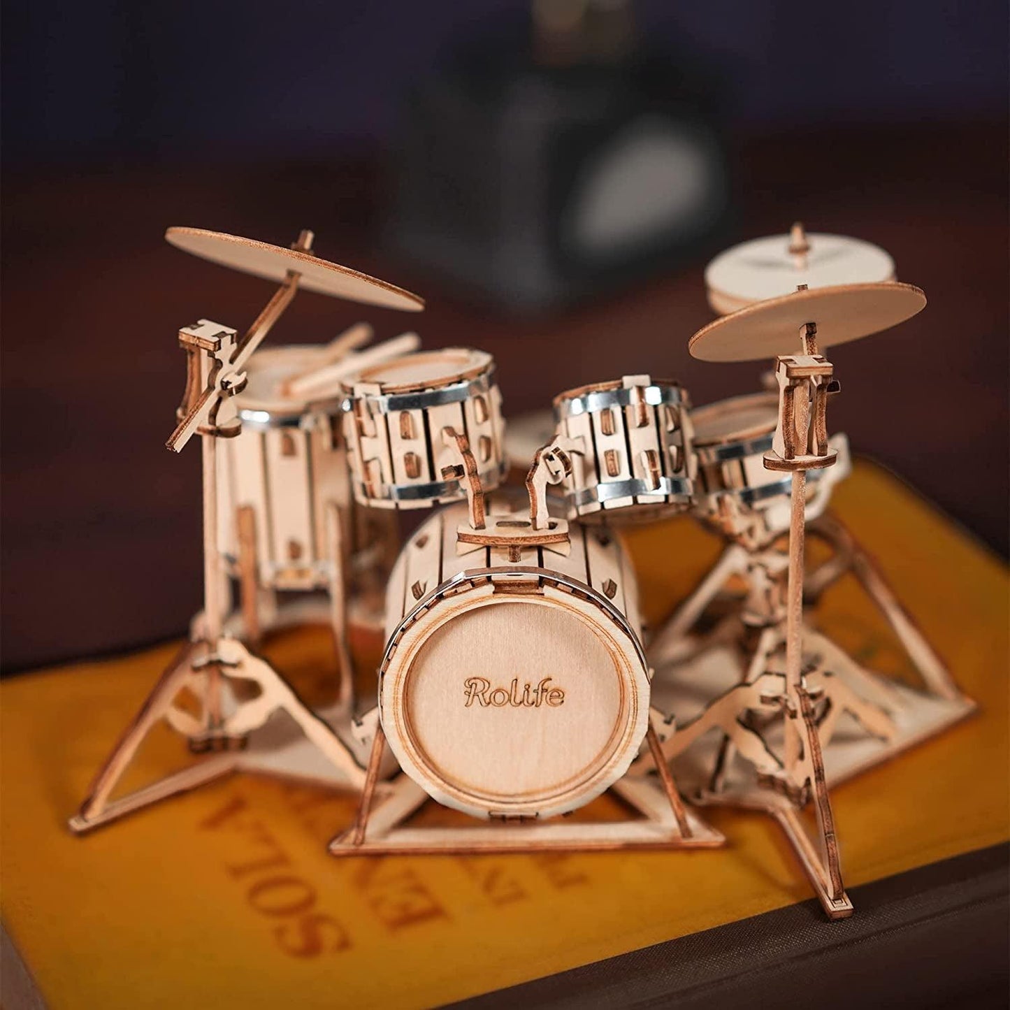 Craft DIY 3D Wooden Puzzle – Drum Musical Instrument Assembly Building Model Kit Brain Teaser - WoodArtSupply