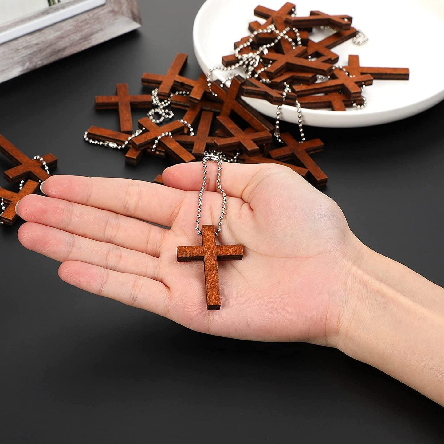 Cross Charm Mini Wood Wooden Pendant Hanging Ornament for Men, Women DIY Jewelry (50 Pieces) - WoodArtSupply