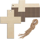 Cross Wooden Hanging Shaped Wood DIY Craft Cutout Slices with Hole Hemp Ropes Gift Tag (2.8X3.9 In, 20-Pack) WoodArtSupply