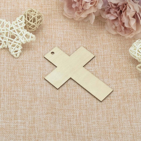 Cross Wooden Hanging Shaped Wood DIY Craft Cutout Slices with Hole Hemp Ropes Gift Tag (2.8X3.9 In, 20-Pack) WoodArtSupply