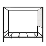 Canopy Bed With Tall Upholstered Headboard, 4 Poster Frame