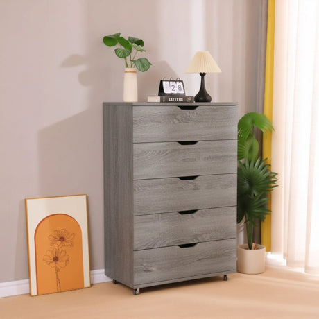 Modern 5 Drawer Dresser With Wheels HouseOfZazla