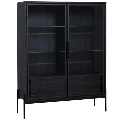Modern Minimalist Style LED Curio Cabinet With Tempered Glass Door, Metal Legs HouseOfZazla