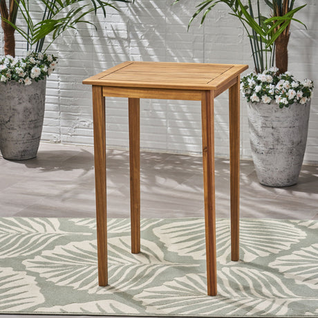 Outdoor Minimalist Acacia Wood Square Bar Table HouseOfZazla