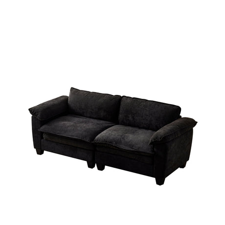 Living Room Furniture Big Loveseat Luxury Couch with Soft Chenille Upholstered Sofa Black HouseOfZazla
